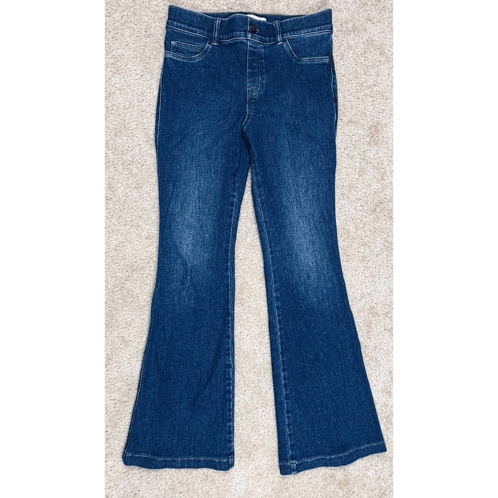 Spanx Flare Jeans Womens Medium Blue Pull On High Rise Denim 20327R